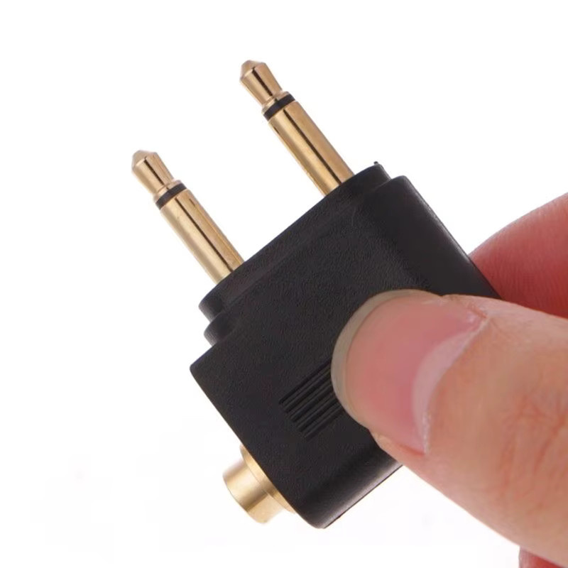 KOQZM Mono Audio Konverter 3,5 mm Flugzeug Airline Adapter Gold vernickelt Schwarz - Bild 3