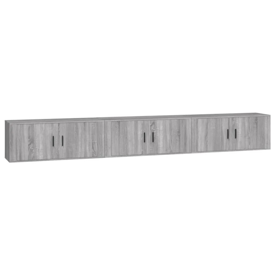 vidaXL Set aus 3 TV-Wandschränken in Grau Sonoma, klassisch für dein Wohnzimmer, B/H/T: 100 x 34,5 x 40 cm - Bild 2