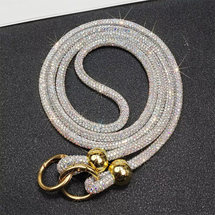 Luxus Kristall Strass Telefon Lanyard in Gold als Bling Bling Anti-Verlust Kette und Zubehör für dein Smartphone - Bild 2