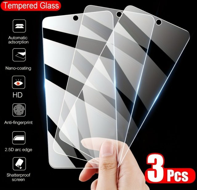 NNBILI 3er-Pack Displayschutzfolie aus gehärtetem Glas, transparent, passend für Xiaomi Redmi Note 13 12 12S 11 10S 9S 10 9 8 Pro Plus, kratzfest - Bild 1