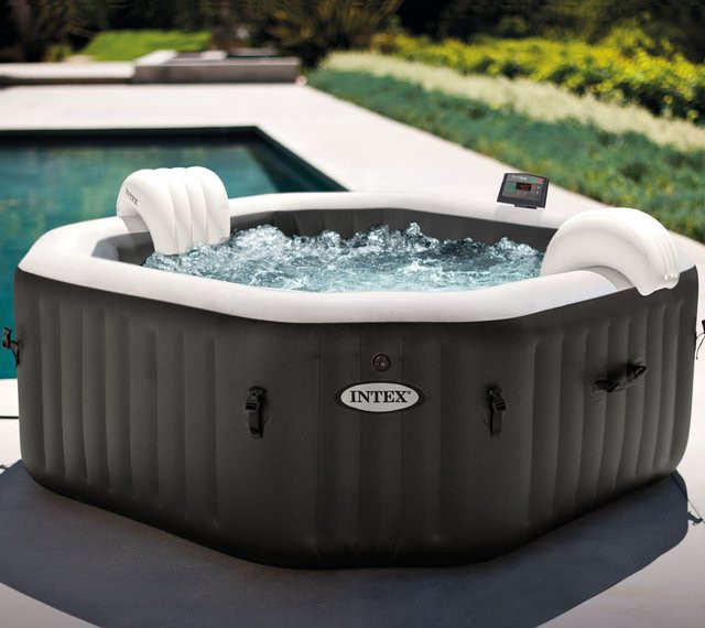 Intex Pure Spa Kombi Octagon Bubble Jet Whirlpool mit integriertem Salzwassersystem, Durchmesser: 201 cm, Höhe: 71 cm - Bild 1