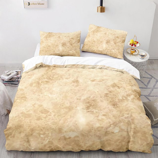 Bettwäsche-Set mit abstrakter Marmortextur in Weiß, Gold und Beige von Binchi Outdoor Product, bestehend aus Bettbezug und Kissenbezug aus Polyester, B/H: 260 x 220 cm - Bild 1