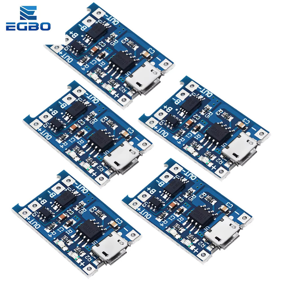 EGBO Lithium-Ladeplatine TP4056 für 18650 Akkus mit Typ-C und Micro-USB Anschluss sowie Schutzfunktion in Blau - Bild 2