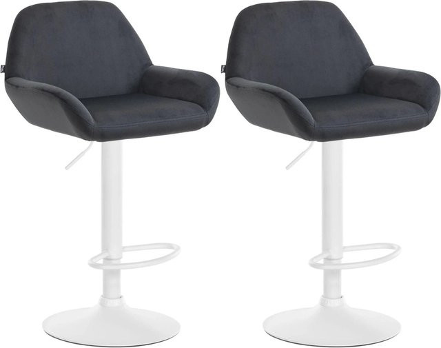 DELUKE Barhocker Dublin 2er Set, Barstühle mit Lehne aus Samt in Schwarz und Weiß, drehbar mit Metallgestell - Bild 1