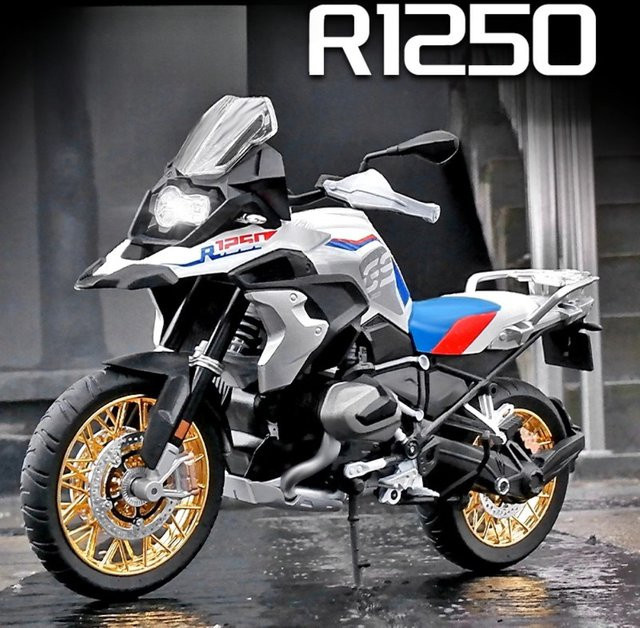RMZ city R1250 GS RR1000 Motorrad Modell Spielzeug, 1:9, Metall, Weiß, Bunt / Mehrfarbig - Bild 1