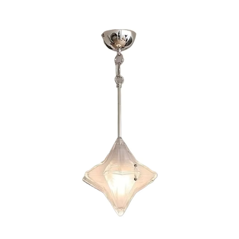 Claeted Designer Stern-Pendelleuchte aus Glas in Transparent mit Chrom-Details für Esszimmer, Küche und Flur - Bild 4