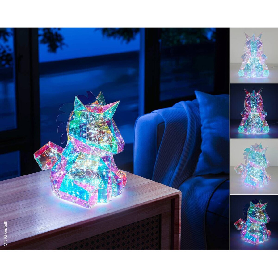 Nolo LED-Dekoleuchte Drache in Pearl Transparent, Tischleuchte für Kinderzimmer, B/H/L: 18,5 x 14 x 12 cm - Bild 1