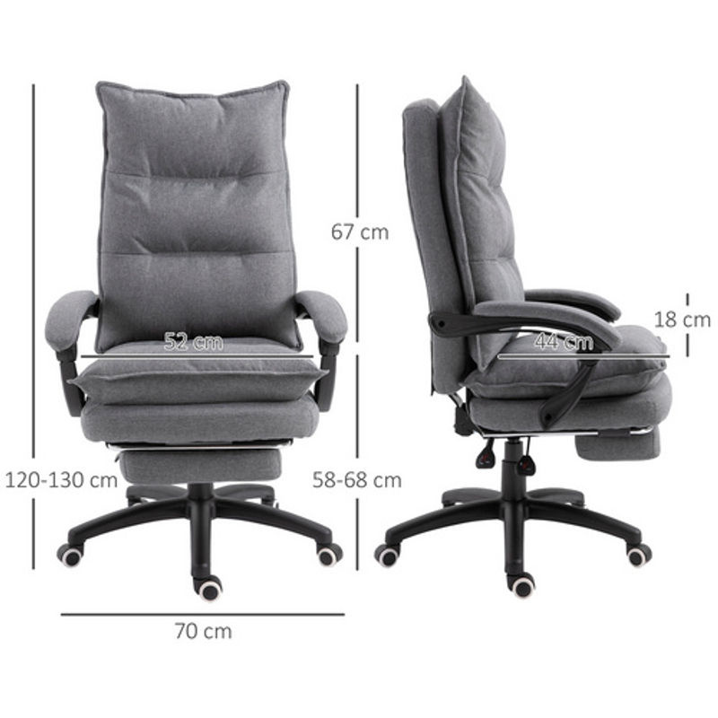 Vinsetto Bürostuhl mit Massage in Grau, B/T/H: 62 x 70 x 125 cm - Bild 7