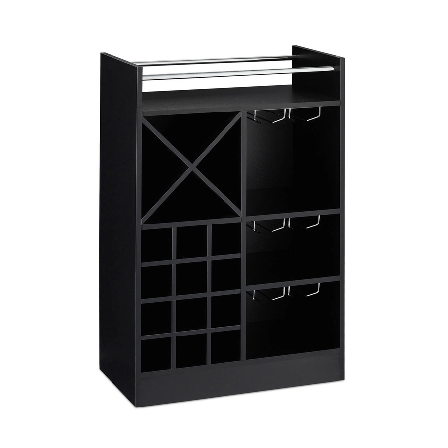 Relaxdays Weinregal aus Holzwerkstoff mit Weinglashalter, Schwarz, B/T/H: 96 x 63 x 35 cm - Bild 2