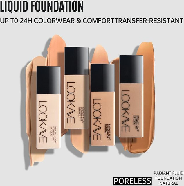 LOOKAVE Liquid Foundation, Matte Creme, Natürliches Finish - Bild 1