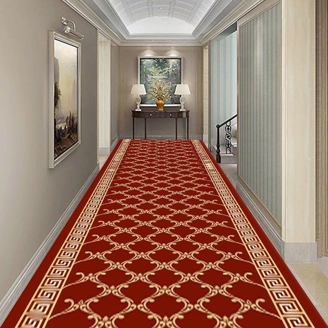 Super Six Flurteppich mit geometrischem Design in Rot, maschinengefertigt, B/T: 60 x 300 cm - Bild 1