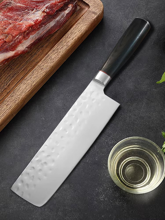InLeung Edelstahl-Küchenmesser mit Holzgriff in Silber zum Schneiden von Fleisch, Fisch und Gemüse - Bild 4