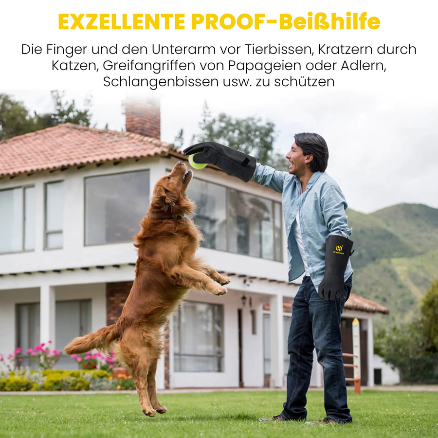 HZXVOGEN Hitzebeständige Schweißhandschuhe aus Spaltleder in Schwarz, 14 Zoll mit 41 cm Ärmellänge - Bild 6