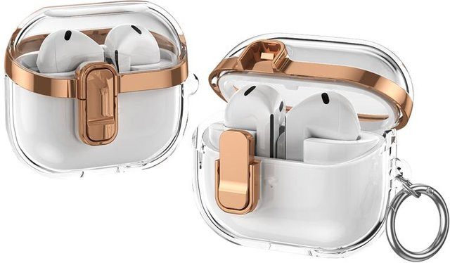 Transparente Sicherheitsverschluss-Hülle für Samsung Galaxy Buds 3 Pro und Buds3 FE in Rose Gold - Bild 1