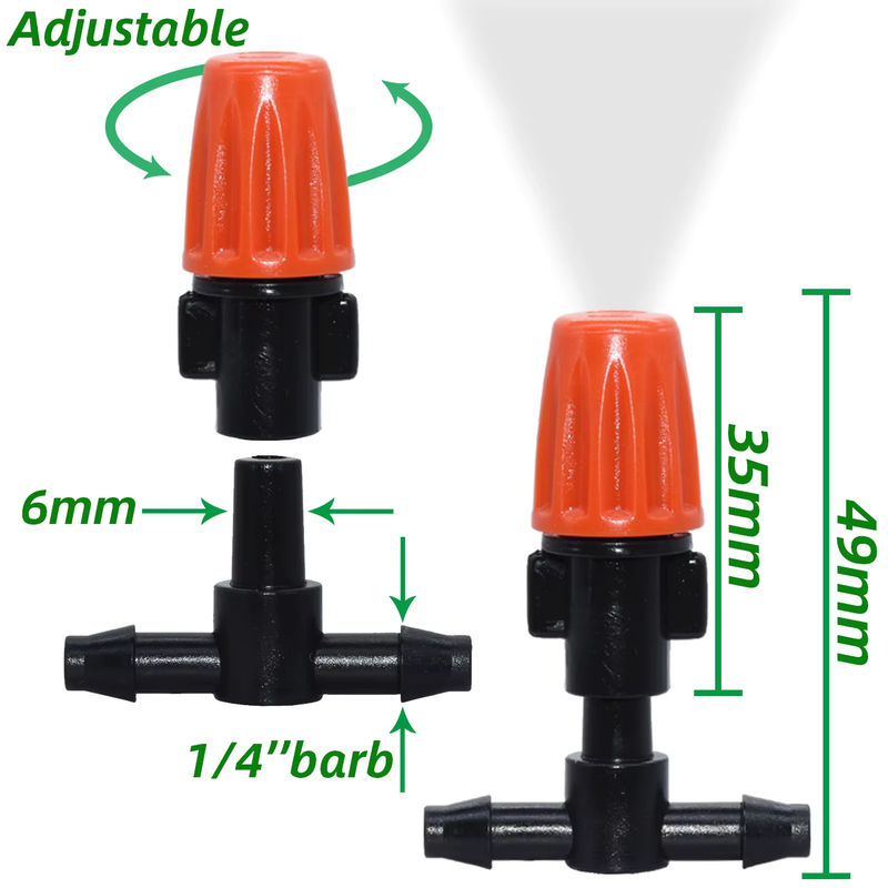 KESLA Tropfbewässerung Set mit 25 verstellbaren Kunststoff-Nebeldüsen und 4/7 mm T-Steckern für Gewächshaus und Bewässerungssprinkler - Bild 3