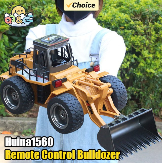 HUINA 1560 RC Bulldozer Modell im Maßstab 1:18, gelber ferngesteuerter Traktor aus Metall für Engineering-Spielzeuge - Bild 1