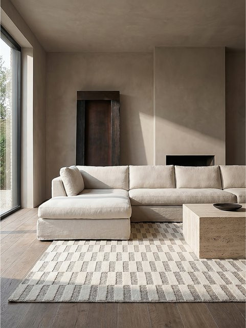 Kadima Design Teppich RIDGE kariert in Beige, B: 194 cm, T: 290 cm - Bild 1