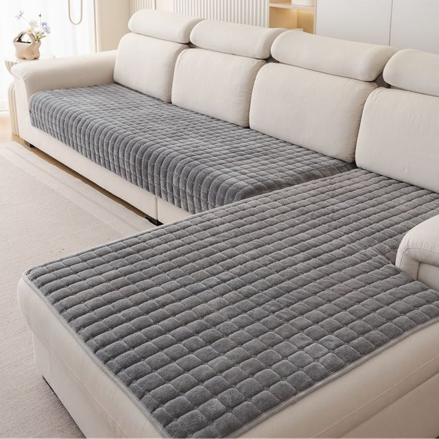 YiLi-Studio Flanell-Plüsch-Sofadecke in Grau, Antirutsch-Sitzkissen aus Polyester für den Winter, B/B: 70 x 70 cm - Bild 1