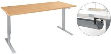 Schäfer Shop Genius Schreibtisch Aero Flex, elektrisch höhenverstellbar, Buche und Weiß, B: 160 cm, T: 80 cm, H: 62-128 cm, mit Kabelkanal - Bild 1