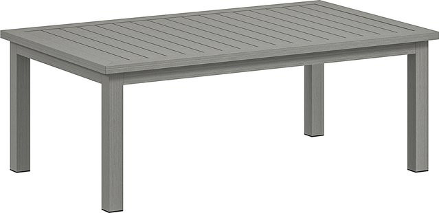 Outsunny Rechteckiger Couchtisch mit Lamellenplatte aus Aluminium für Innen und Außen, Grau, B: 100 cm, T: 60 cm, H: 37 cm - Bild 1