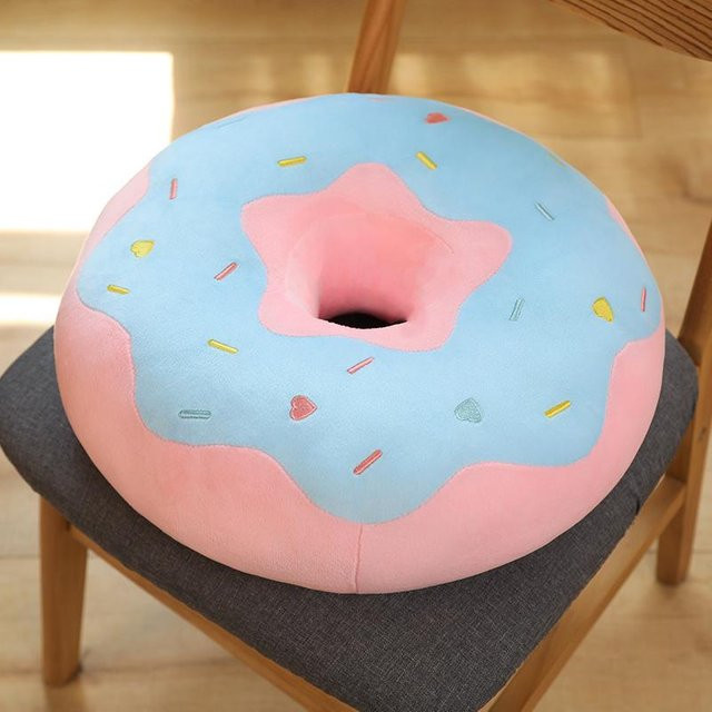 Kawaii Cartoon Krapfen Plüsch Kissen, Plüsch / Textil, 42cm - Bild 1