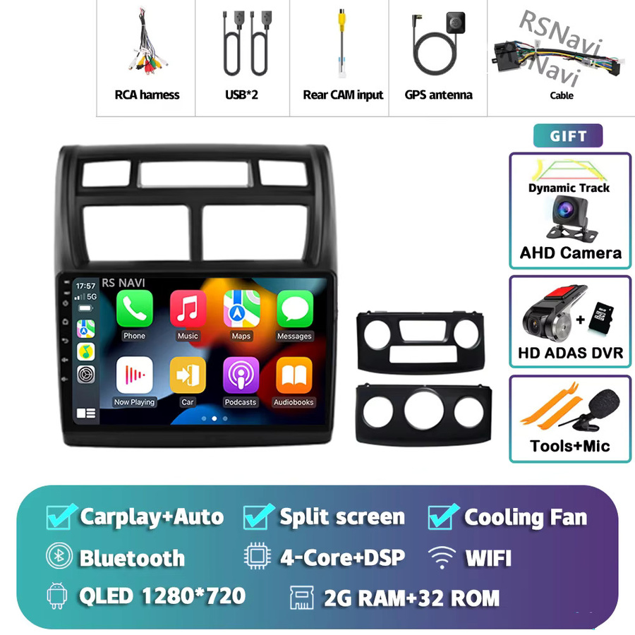 YUERADIAO Android 16 Autoradio für Kia Sportage 2 (2004-2010) mit GPS Navigation, Multimedia Videoplayer und Wireless Carplay in Schwarz - Bild 6