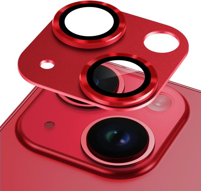 Ahowie Kameraobjektivschutz aus titangrauem Metall für iPhone 11 bis iPhone 16 Pro Max in Rot - Bild 1