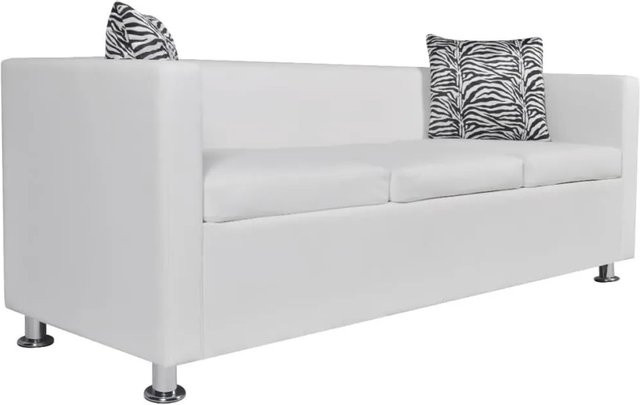 vidaXL 3-Sitzer-Sofa in Weiß mit Kunstleder-Polsterung und Armlehnen - Bild 1