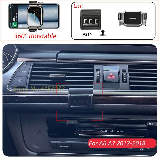Drehbare Smartphone-Halterung für Audi A6 C7 und A7 4G/4G8 zur Lüftung, Schwarz - Bild 1