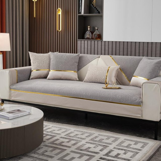 Modernes Chenille Sofakissen von Super Six mit rutschfestem Bezug, B/B/H: 70 x 70 x 3 cm - Bild 1