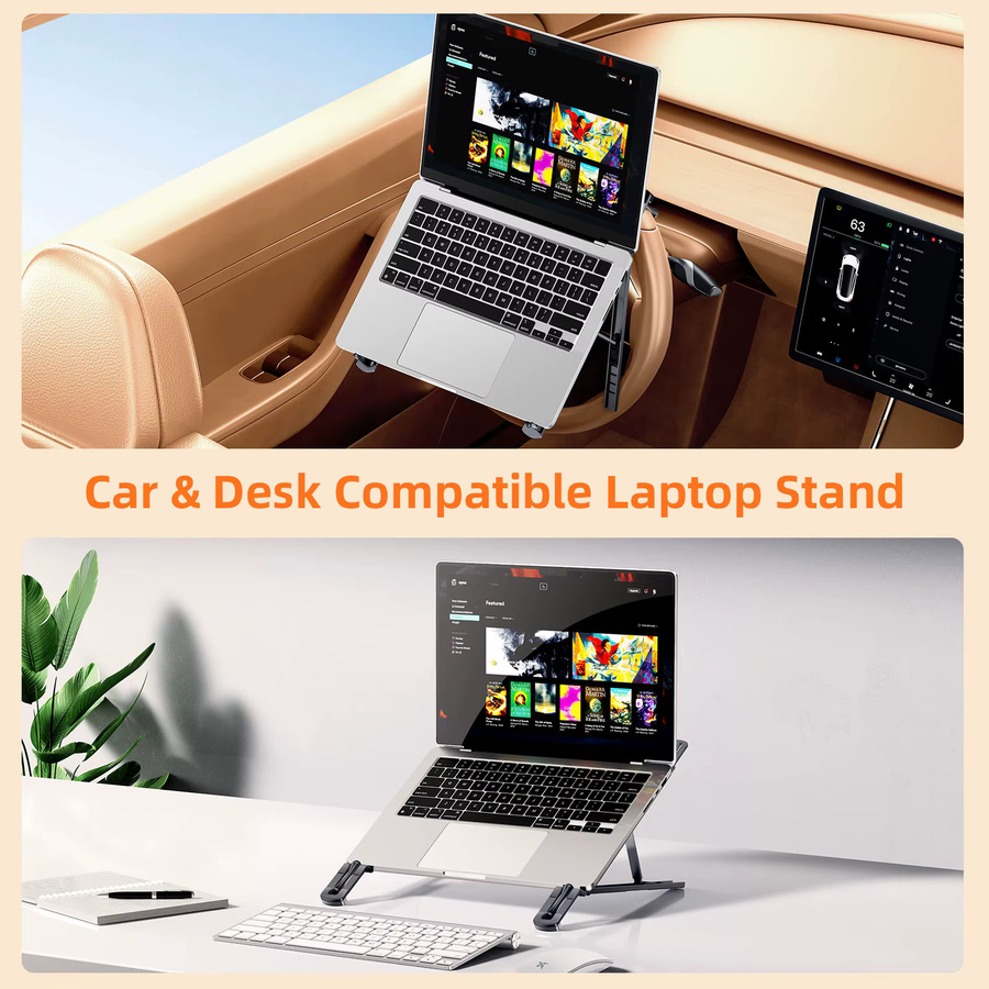 Oatsbasf Auto-Lenkrad-Laptopständer verstellbarer Auto-Tisch für Laptop und Tablet in Schwarz oder Grau für Tesla - Bild 4