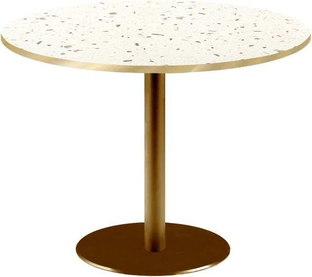 RestooTab Tisch Rome XL rund mit Terrazzo Platte und goldmetallic Gestell, Höhe: 75 cm, Durchmesser: 120 cm - Bild 1