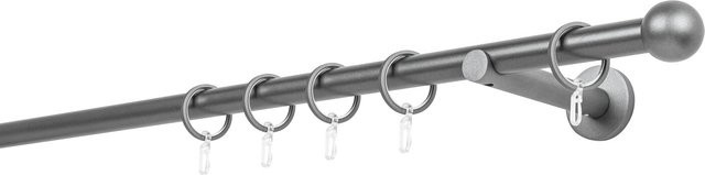 ONDECO Wandträger für 1-läufiges Rohr mit Endstück Ball in Anthrazit, Länge: 230 cm, Durchmesser: 20 mm, Wandabstand: 12 cm - Bild 1