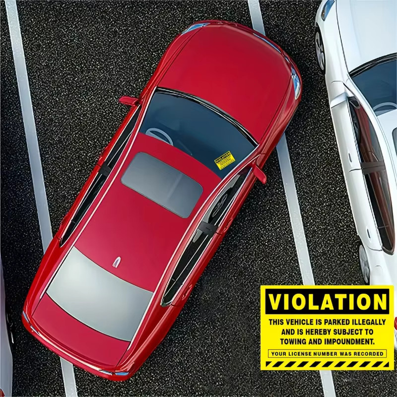 10 Stück Warnaufkleber Violation of Parking Vorschriften in Gelb, Größe: Breite: 7 cm, Höhe: 11 cm - Bild 4