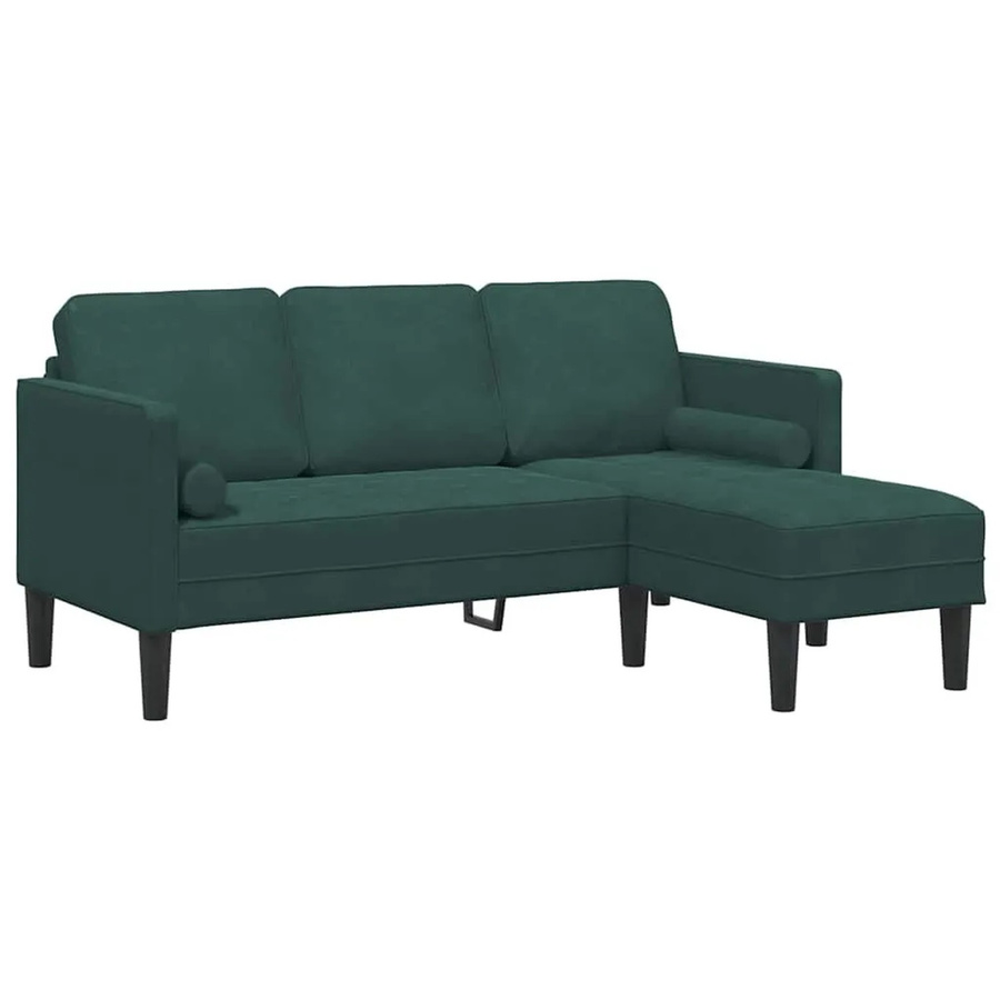 vidaXL Ecksofa Set in Dunkelgrün mit Kissen aus Samt und Polyester im modernen L-Shape Design - Bild 2