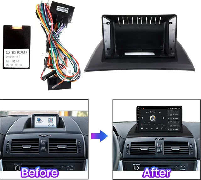 NAVIFANS 9 Zoll Android Autoradio Rahmen für BMW X3 E83 2004-2012, 2 Din Armaturenbrett-Panel Blendenabdeckung Adapter in Schwarz - Bild 1