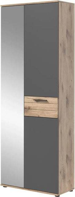 Inn.Furn Garderobenschrank Tomaso mit Spiegel in Eiche und Grau, B/T/H: 70 x 37 x 200 cm - Bild 6
