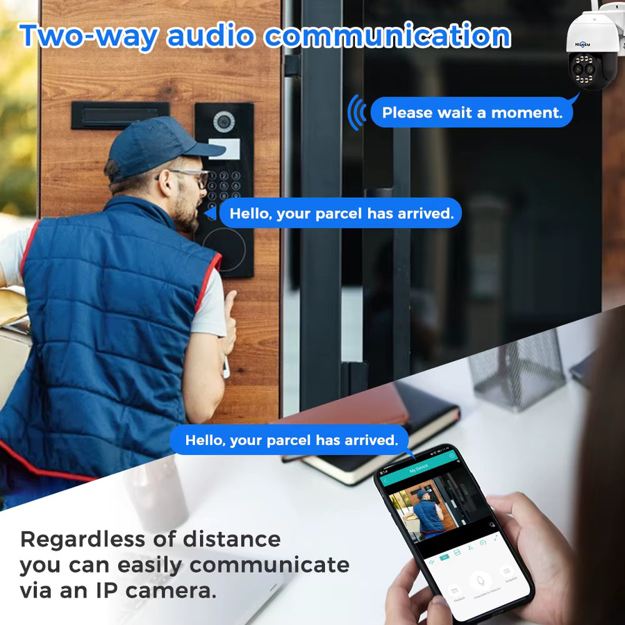 Hiseeu 4MP Dual-Objektiv PTZ WLAN IP-Kamera mit 8-fach Zoom, Menschenerkennung und Zwei-Wege-Sprachfunktion, Outdoor Videoüberwachungskamera, Weiß - Bild 2