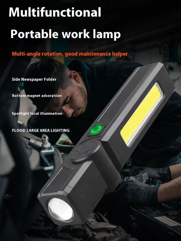 ESMARTER Multifunktionale USB-Taschenlampe mit Magnet und COB-LED, wasserdichtes Arbeitslicht in Schwarz - Bild 5