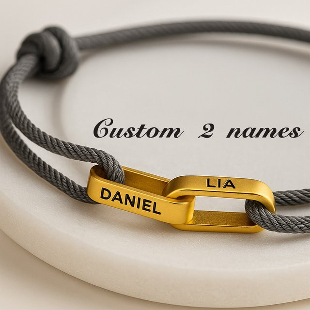 Armband Edelstahl, Seilkette, personalisierter Name, Unisex - Bild 1