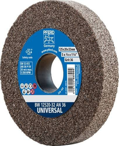 PFERD Schleifbockscheibe für universelle Schleifaufgaben an Metall, Farbe: Braun, Durchmesser: 125 mm - Bild 1