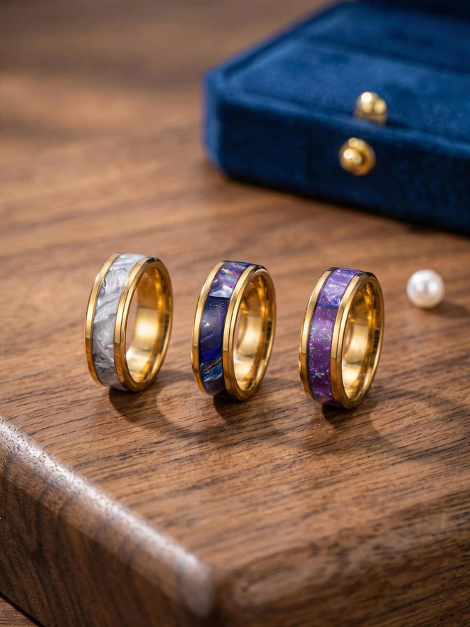 SUNFLOWERZHU Edelstahlring, Bunt, Kristall, Unisex - Bild 1