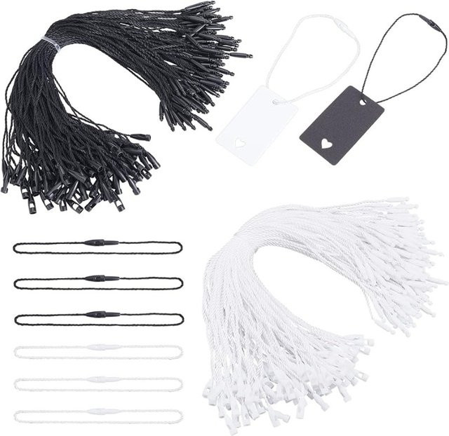 600 Stück Nylon Anhängerbänder mit Snap Lock Pin Loop Verschluss in Schwarz und Weiß - Bild 1