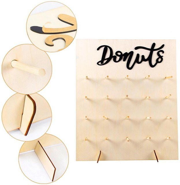 Donut-Wandhalterung aus Holz von mfySpace in Beige für Hochzeits-, Party- und Geburtstagsdekorationen - Bild 1