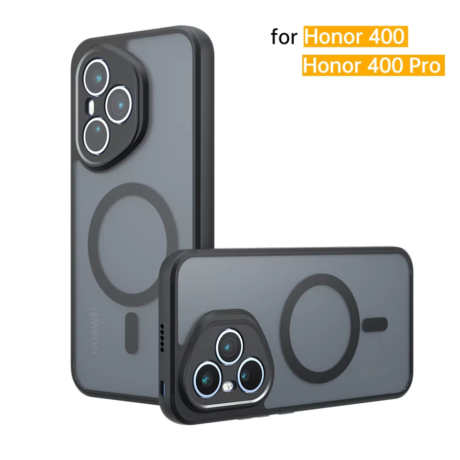 Stoßfeste MagSafe Handyhülle für Honor 400, 400 Lite und 400 Pro in Schwarz mit magnetischer kabelloser Ladefunktion und mattem Finish - Bild 2