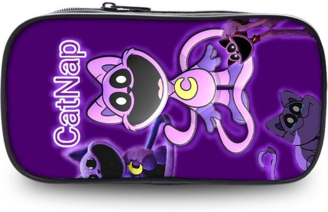 CrimsonCraft Catnap Poppy Playtime Federmäppchen für Schüler in Schwarz und Lila - Bild 1
