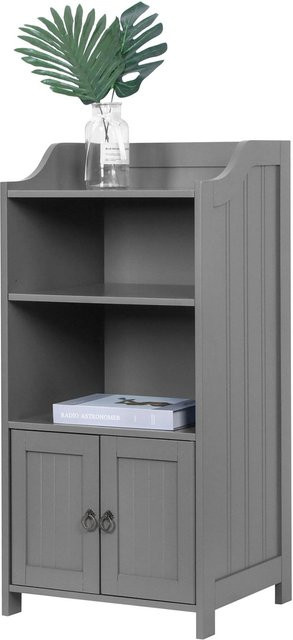 Relaxdays Badezimmerschrank aus MDF und Zink in Grau mit 4 Fächern und Türfach, Höhe: 86 cm, Breite: 40,5 cm, Tiefe: 36 cm - Bild 1