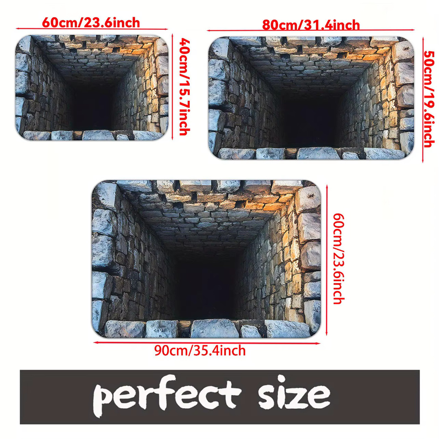 VIKAMA Rutschfeste Fußmatte im Fantasy Style Black Hole Stone Design, Schwarz, B/T: 60 x 40 cm - Bild 3