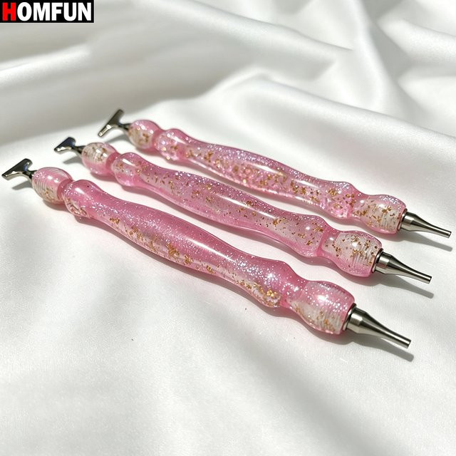HOMFUN Diamantmalerei-Stift in Rosa-Gold mit Metall-Schraubgewinde-Spitzen für Stickerei und Diamond Painting - Bild 1