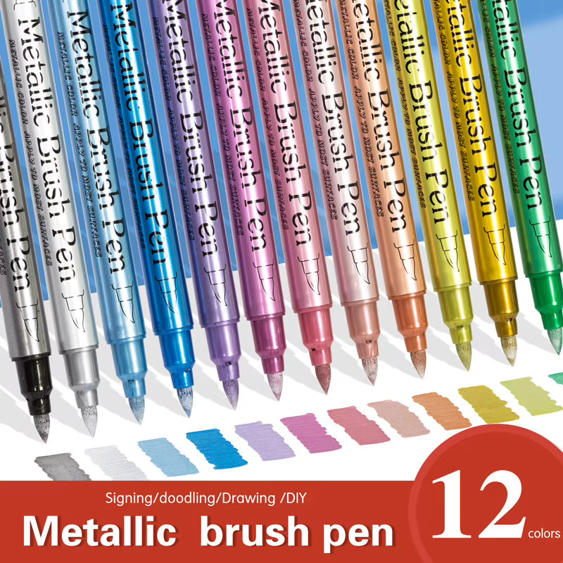 12 Farben Metallic Permanent Marker mit Dual Tip für DIY Epoxidharz, Zeichnungen und Kunstwerke in Multicolour - Bild 2